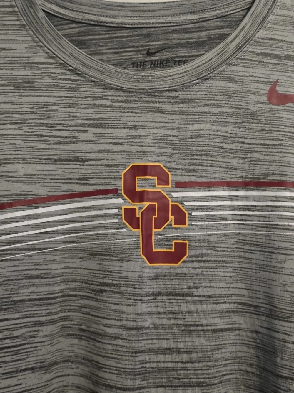 Nike Gray USC Heathered Dri-FIT Tee with Cardinal Logo